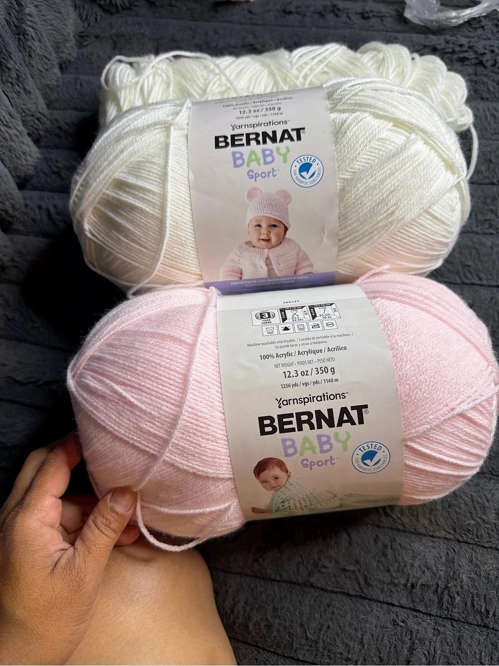 Bernat Baby Sport Yarn Pink & White